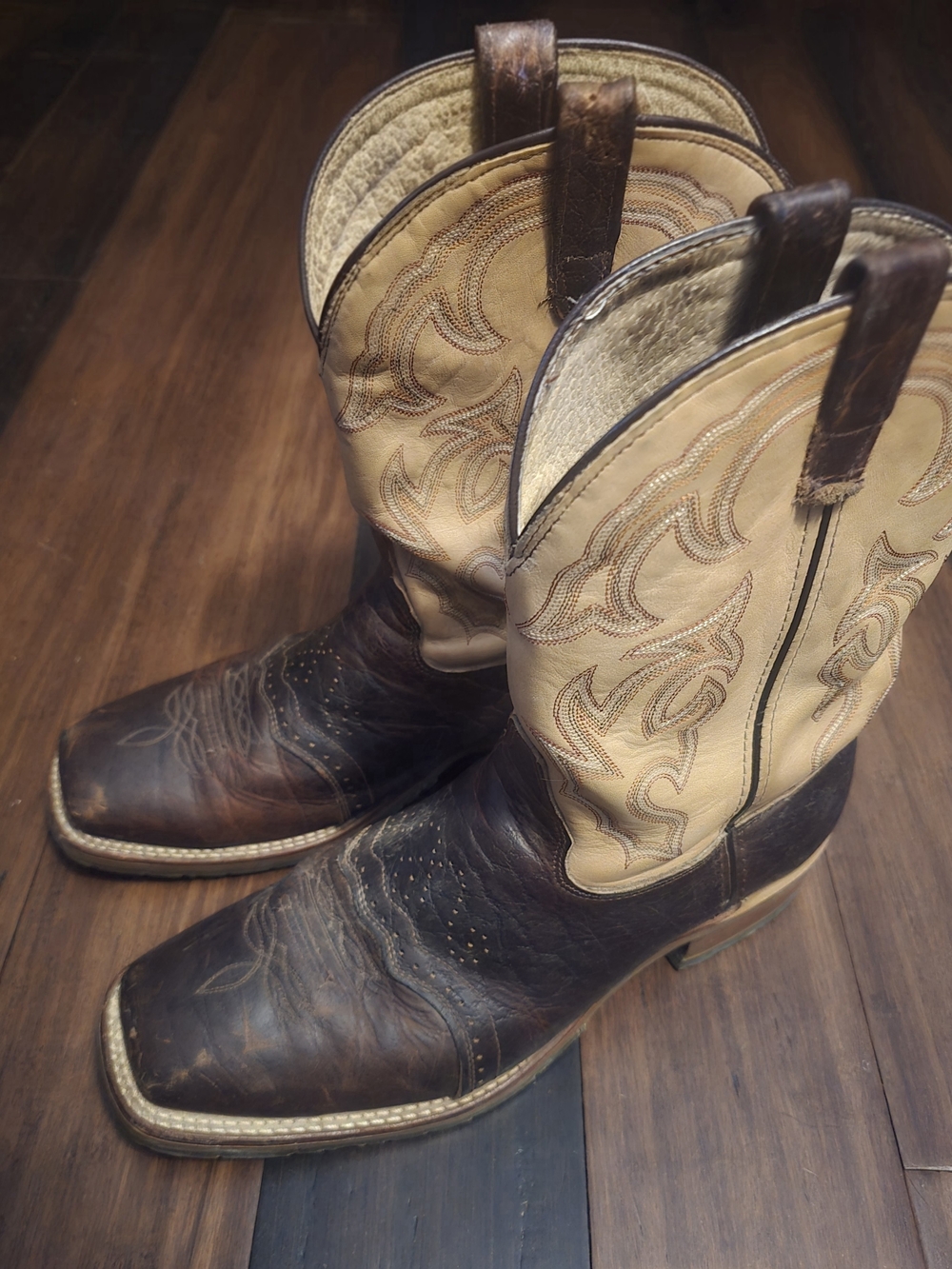 Double H Two-Tone Brown and Tan Western Cowboy Boots